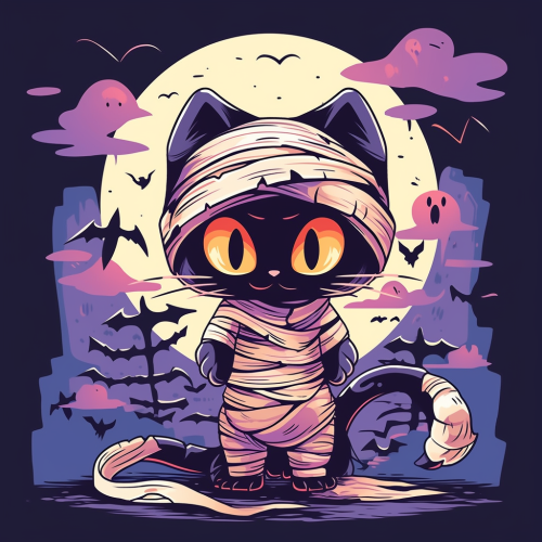 Cute Kawaii Halloween Mummy Cat