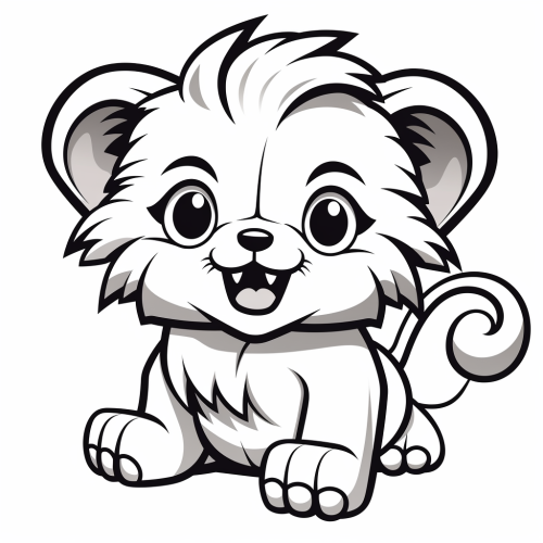 Kawaii lion roaring drawing