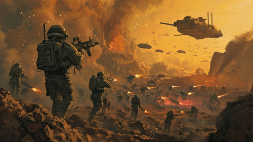 Kenzie Dalton leading sci-fi soldiers in battle Kenzie Dalton leading sci-fi soldiers in battle