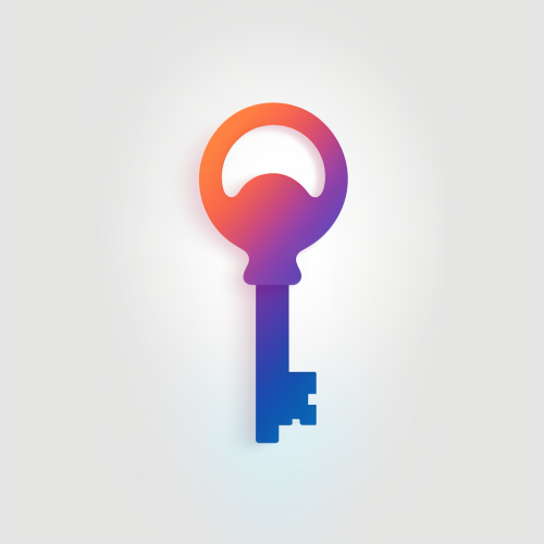 Blue Purple Orange Key with House Silhouette