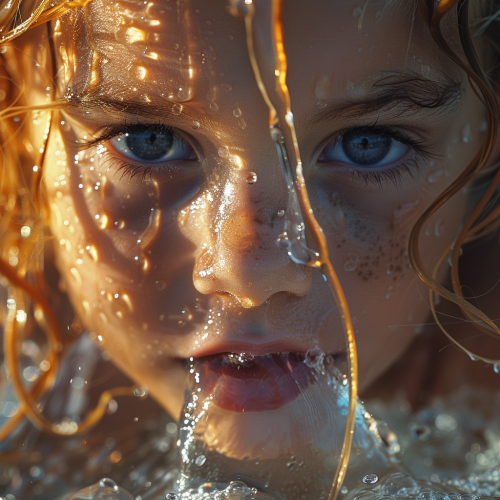 Kid drinking water from hose