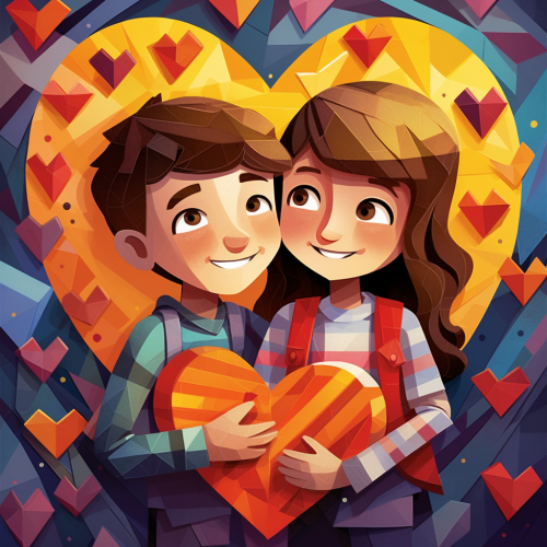 Colorful kids cover with hearts