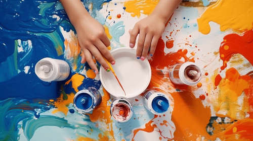 Kids using glue for art
