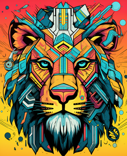 Cute lion in cartoon style