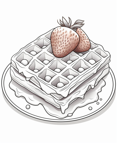 Kids Waffle Cartoon Outline