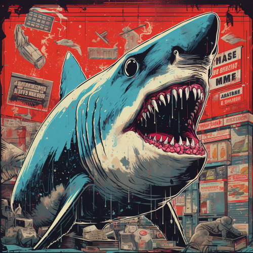 Fierce killer shark in shopping mall Fierce killer shark in shopping mall