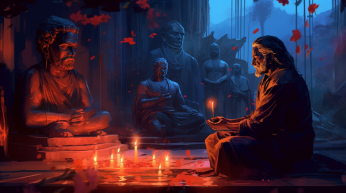 King Shankar Shah praying to Hindu Goddess Kali