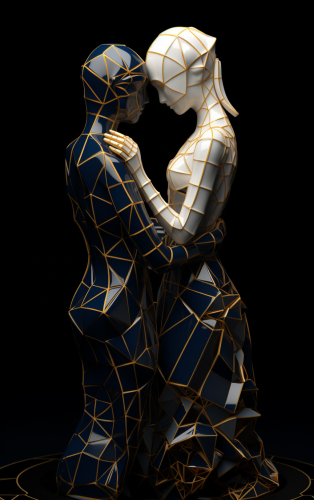 Stunning Kissing Couple Porcelain Sculpture Fragments