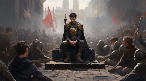 Crowd before young king