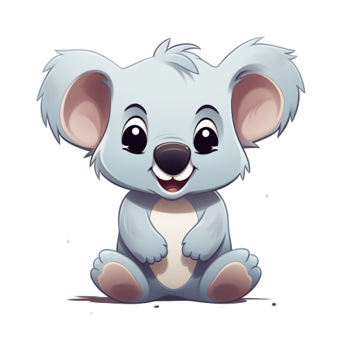 Koala in Disney Cartoon Style on White Background