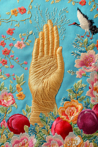 Korean embroidery craft forming hand shape