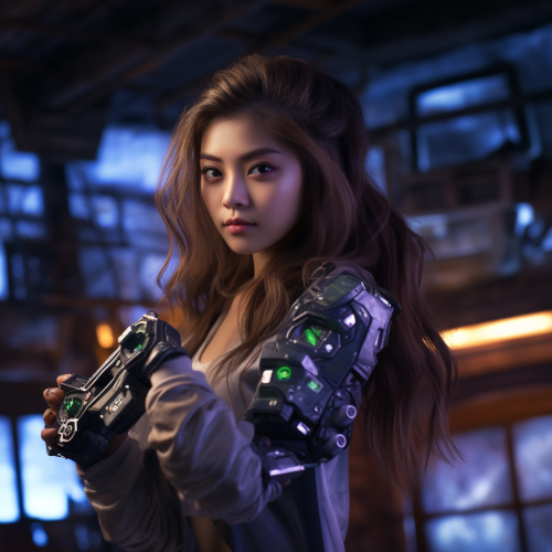 Happy Korean girl holding game controller