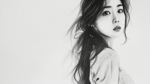 Korean girl standing pose drawing