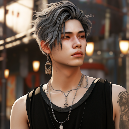 Handsome Korean Man in Streetwear Fashion