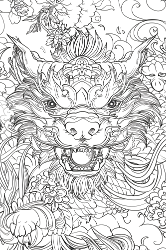 Korean Mythology Animals Coloring Book