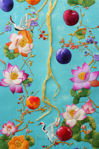 Korean traditional embroidery craft gold thread