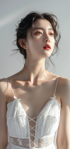 Korean woman in white dress