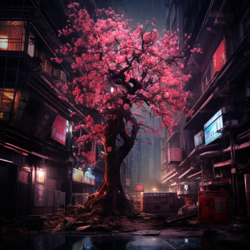 A stunning scene of a decaying Kowloon Walled City