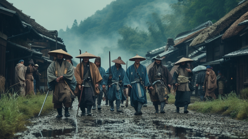 Samurai Walking in Village