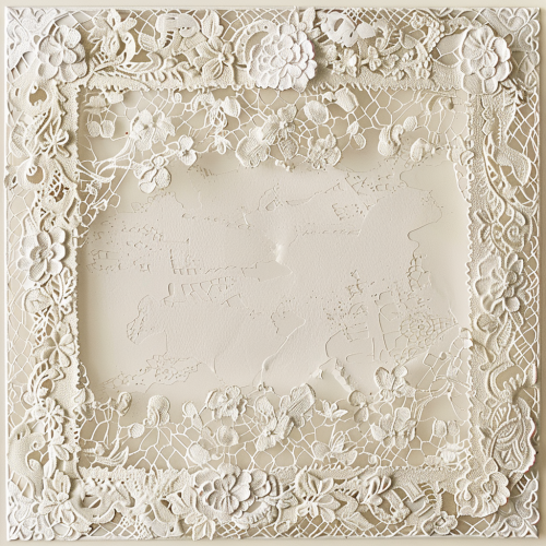 Intricate Watercolor Lace Frame Design