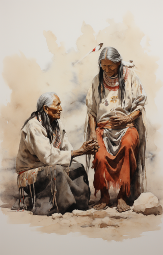 A person receiving an important feather from the tribal chief