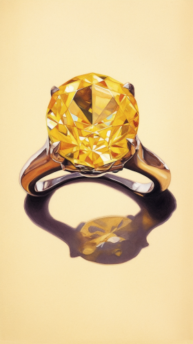 Beautiful yellow background with large diamond ring