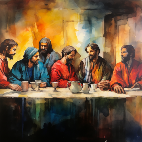 Beautiful Watercolor Painting of Last Supper