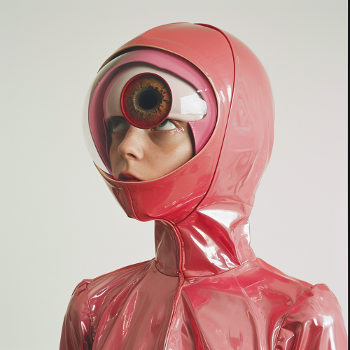 Woman in Latex Suit with One Big Eye