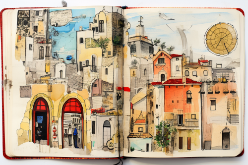 Vibrant Latin Europe Travel Sketchbook Artwork