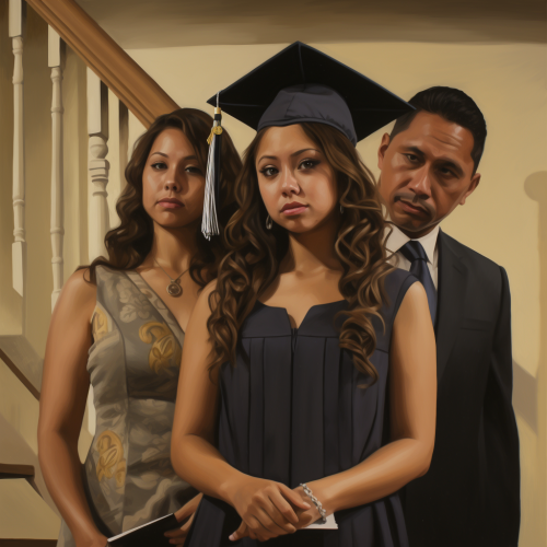 Smiling Latina Woman Graduating Surrounded by Family
