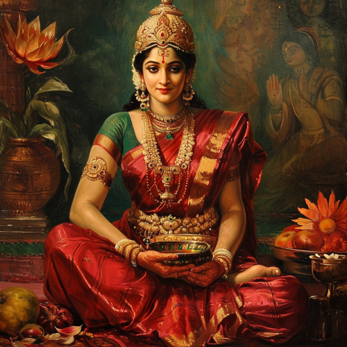 Goddess Laxmi in Saree with Jewelry