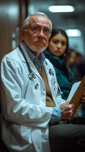 Bored Lazy Doctor Holding Clipboard