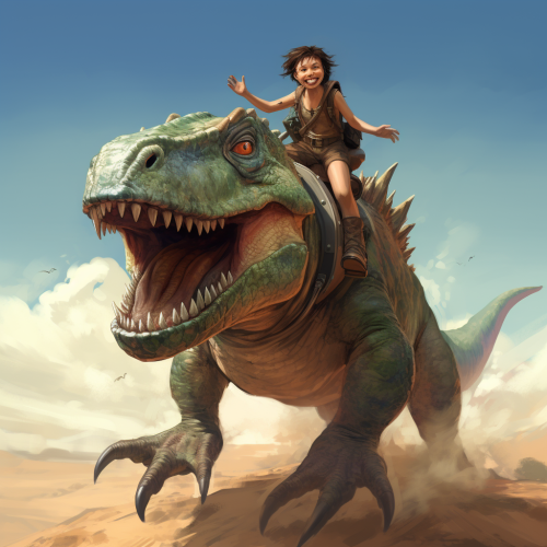 Clever lemming riding on T-Rex