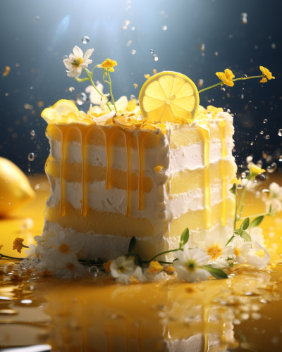 Scrumptious lemon cake with surrealistic charm Scrumptious lemon cake with surrealistic charm