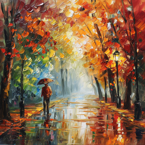 Stunning night scene in Leonid Afremov's artwork Stunning night scene in Leonid Afremov's artwork