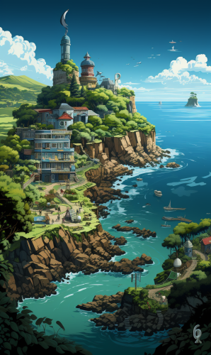 G-shaped island surrounded by the sea