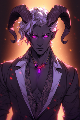 Light Skinned Tiefling Male Warlock Casting Spell