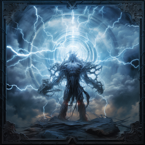 Lightning Construct in Silver Metal and Blue Lightning