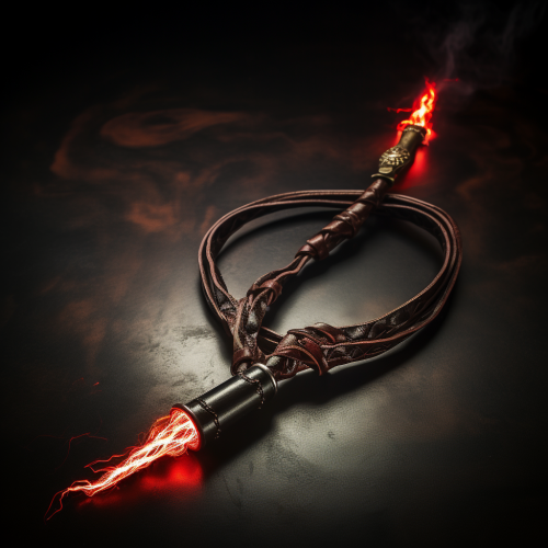 Lightning wrapped leather whip