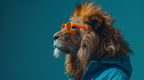 Lion in Blue Jacket