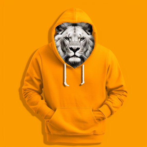 Stylish lion wearing hoodie and sunglasses