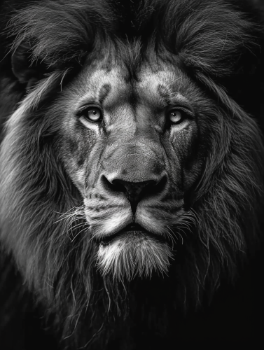 Realistic lion face with lighting