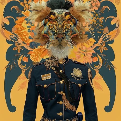 Lioness Cop Uniform Fashion Illustration