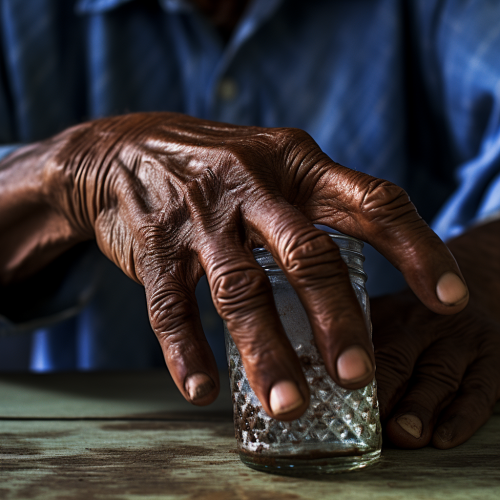 Liquid falling on the floor gracefully