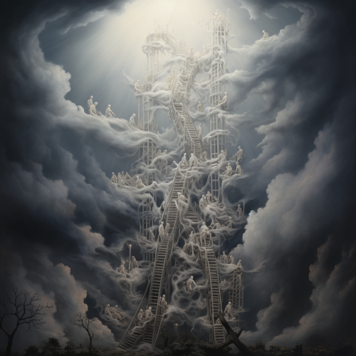 Majestic white ladder leading to the heavens Majestic white ladder leading to the heavens