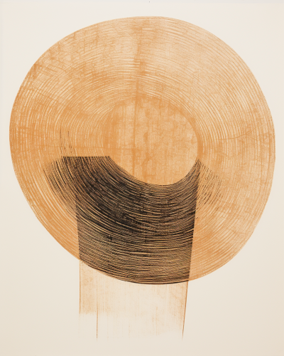 Minimalistic straw hat in lithographic artwork  ?