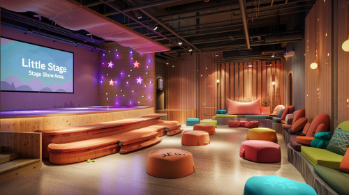 Children performance stage projector seating