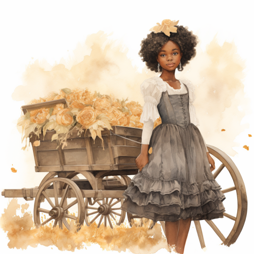 Little Black Girl Hayride Cart Image