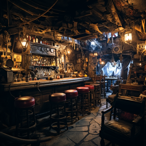 Seedy pirate dive bar interior image Seedy pirate dive bar interior image