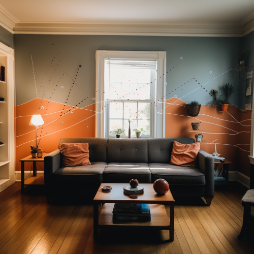 Living room background with fault lines